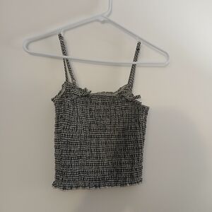 Elegant Black and White Smocked Camisole